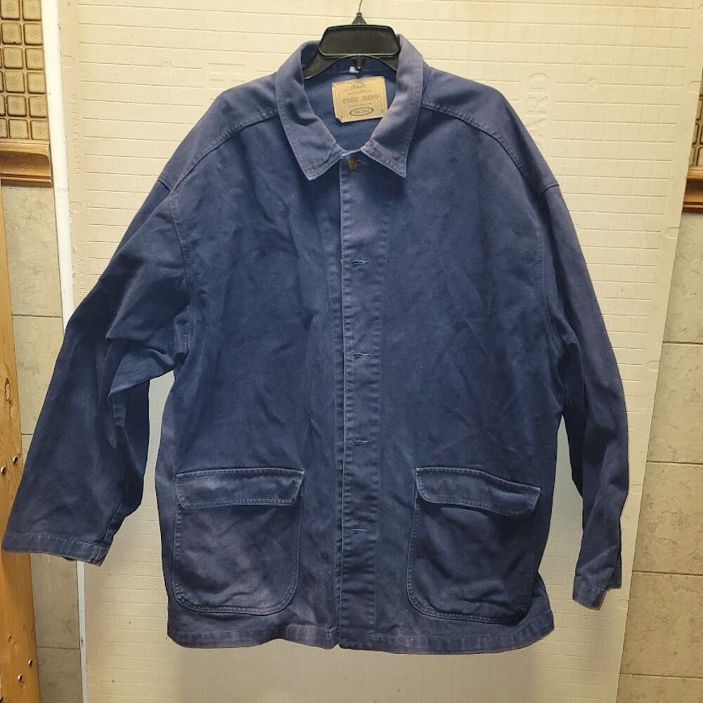 Code Zero Blue Canvas Chore Barn Coat Size XL Distressed SunFade Workwear Jacket
